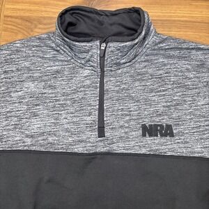 NRA Mens Black &‎ Gray 1/4 Zip Mock Neck NRA Embroidered Logo  Sweatshirt Sz XXL